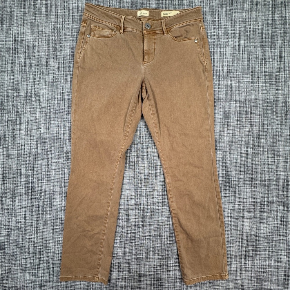 J Jill Womens 4 Petite Authentic Fit Slim Ankle Jeans Tan Stretch Denim Pockets